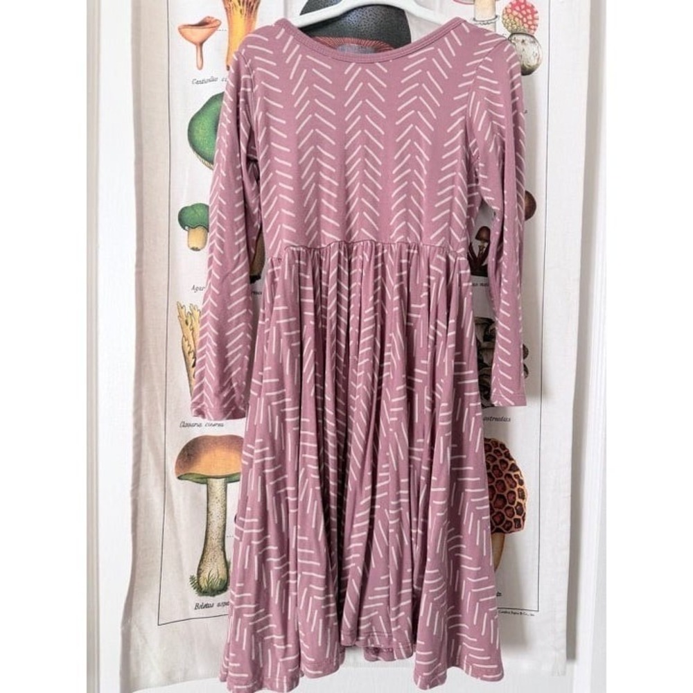 Kyte BABY Long Sleeve Toddler Dress Size 5T Pink Chevron Pattern